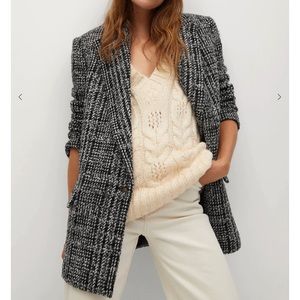 Mango Oversized Tweed Blazer